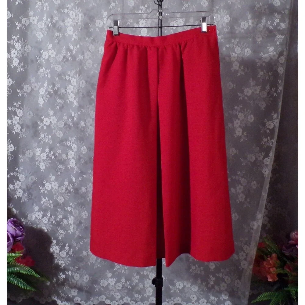 Vintage 70s Red Skirt Size Medium 1970s Retro Casual Secretary A-line Cute Basic